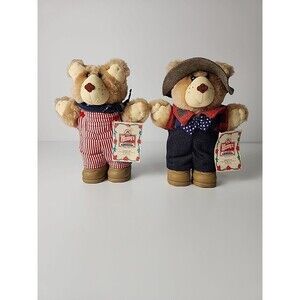 1986 VTG Wendy's Furskins Plush 7" Teddy Bears Dudley and Farrell Furskin
